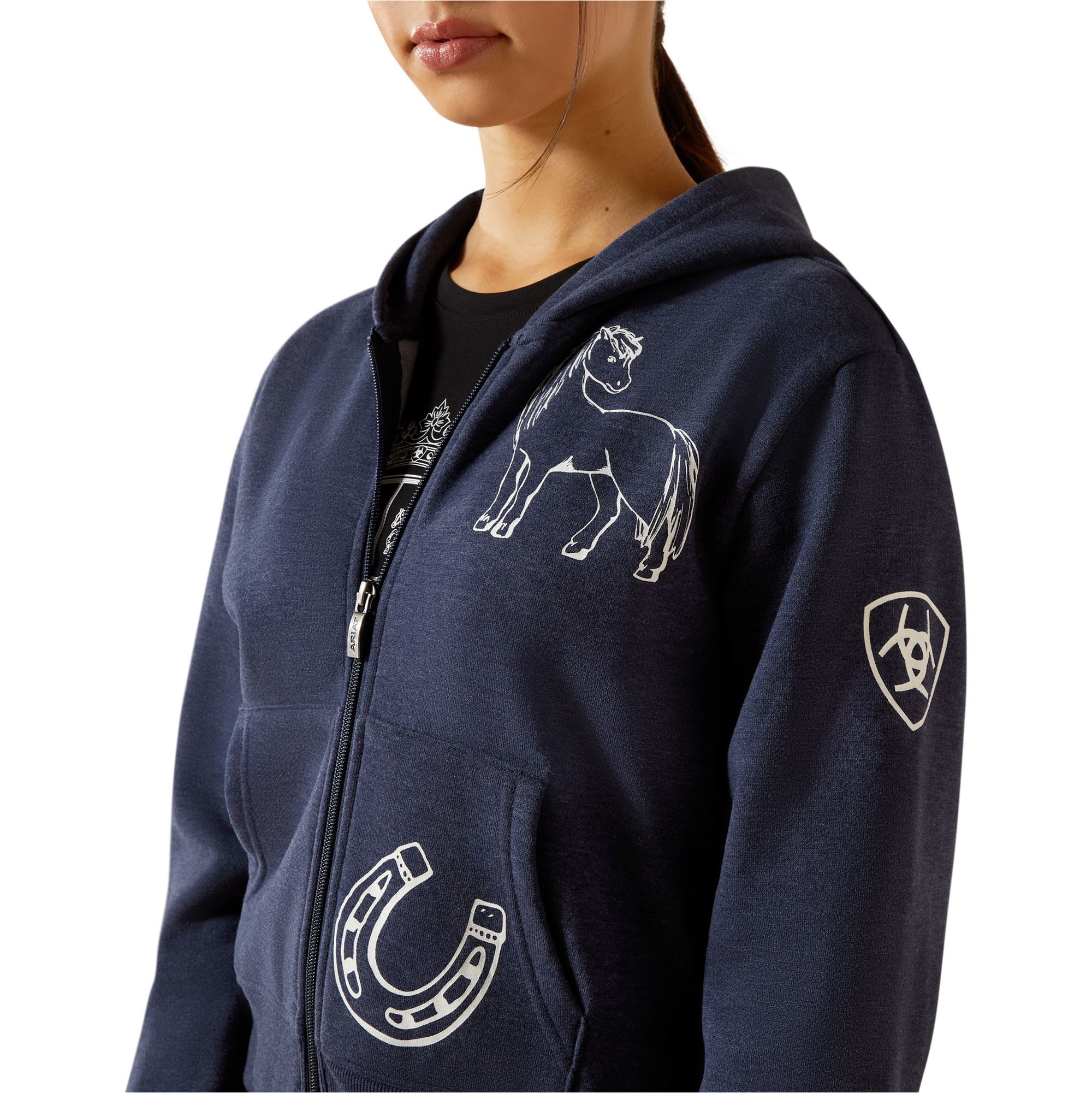 2025 Ariat Junior Spiffy Full Zip Sweatshirt 10062478 - Navy Heather